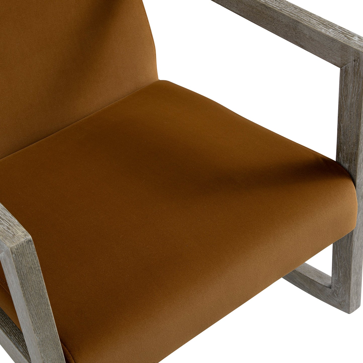 Fauteuil à bascule en velours cannelle Fyne en chêne patiné