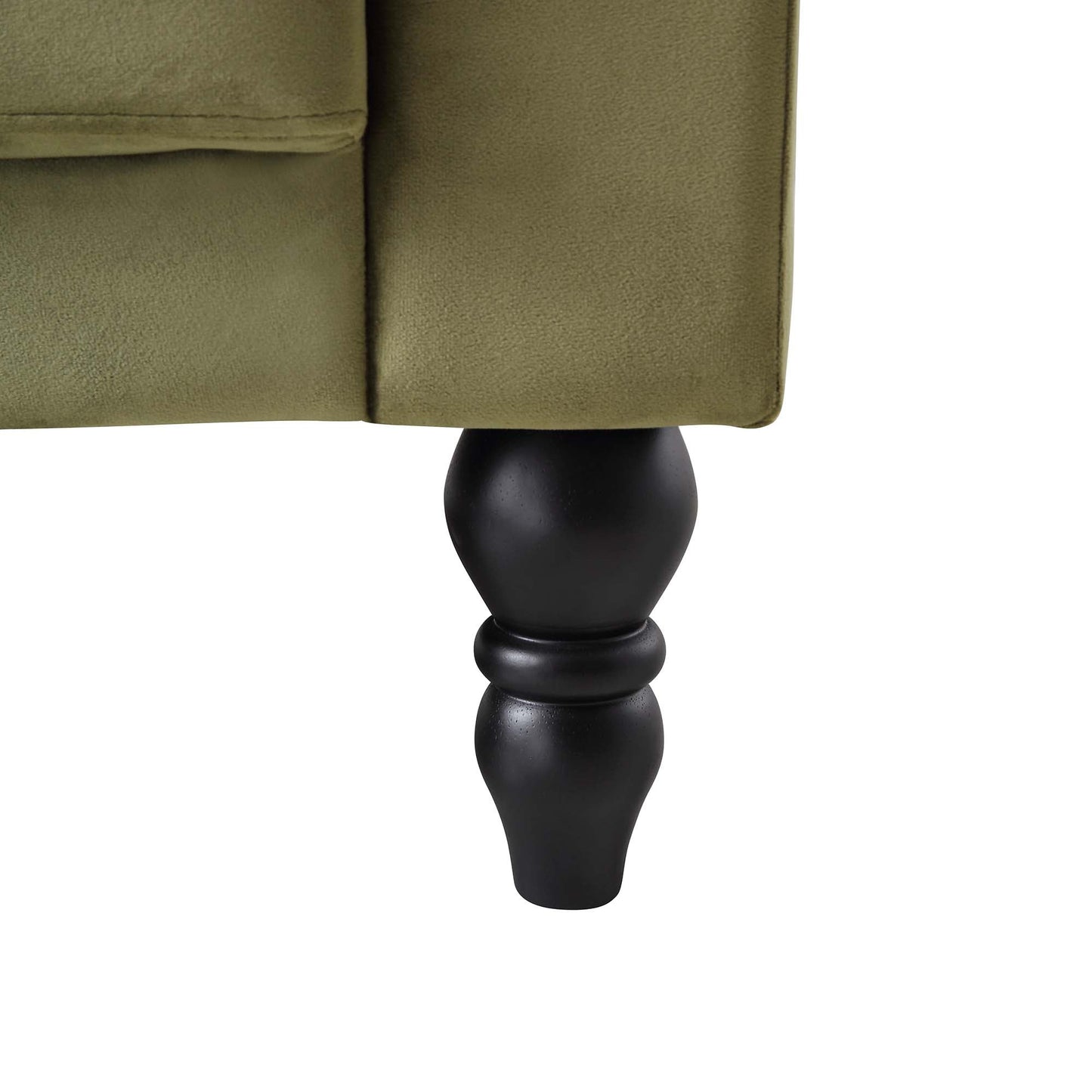 Canapé-lit Chesterfield Hanney en velours vert mousse