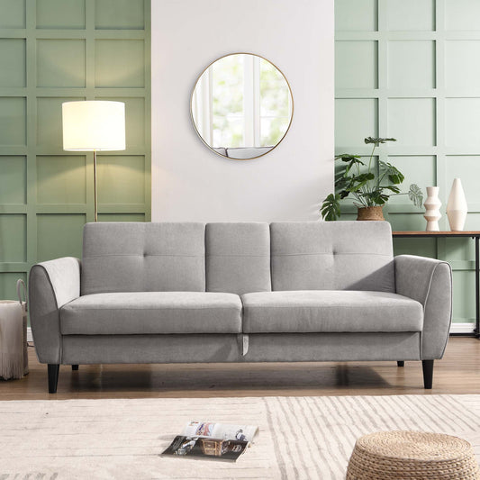 Canapé-lit 3 places avec rangement en tissu brossé gris clair Latimer