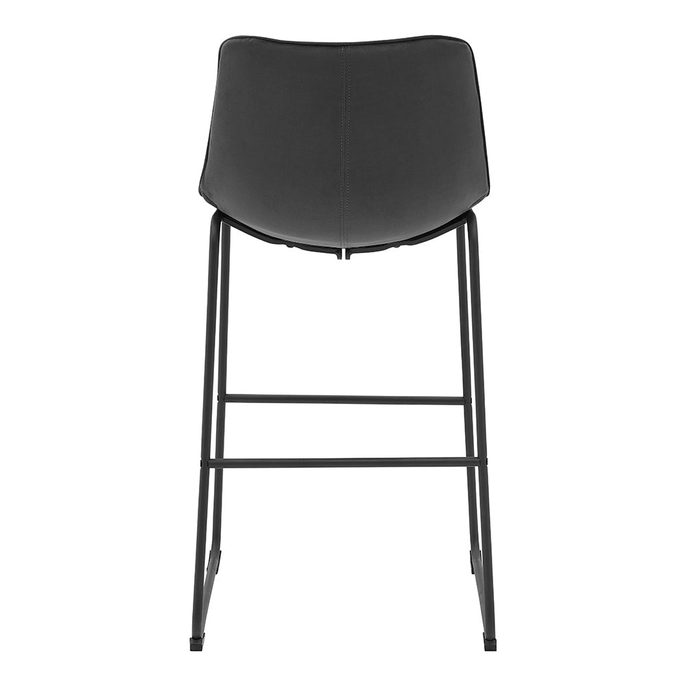 Ensemble de 2 tabourets de bar Sutton avec dossier cannelé (velours gris)