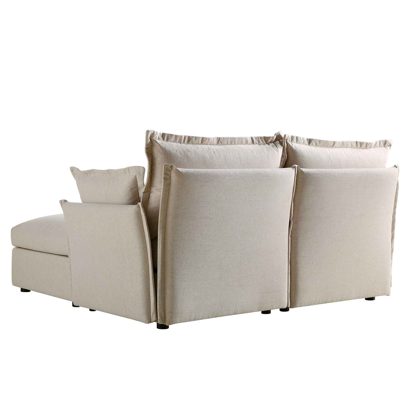 Canapé modulable Byron Pillow Edge en tissu beige, méridienne 2 places