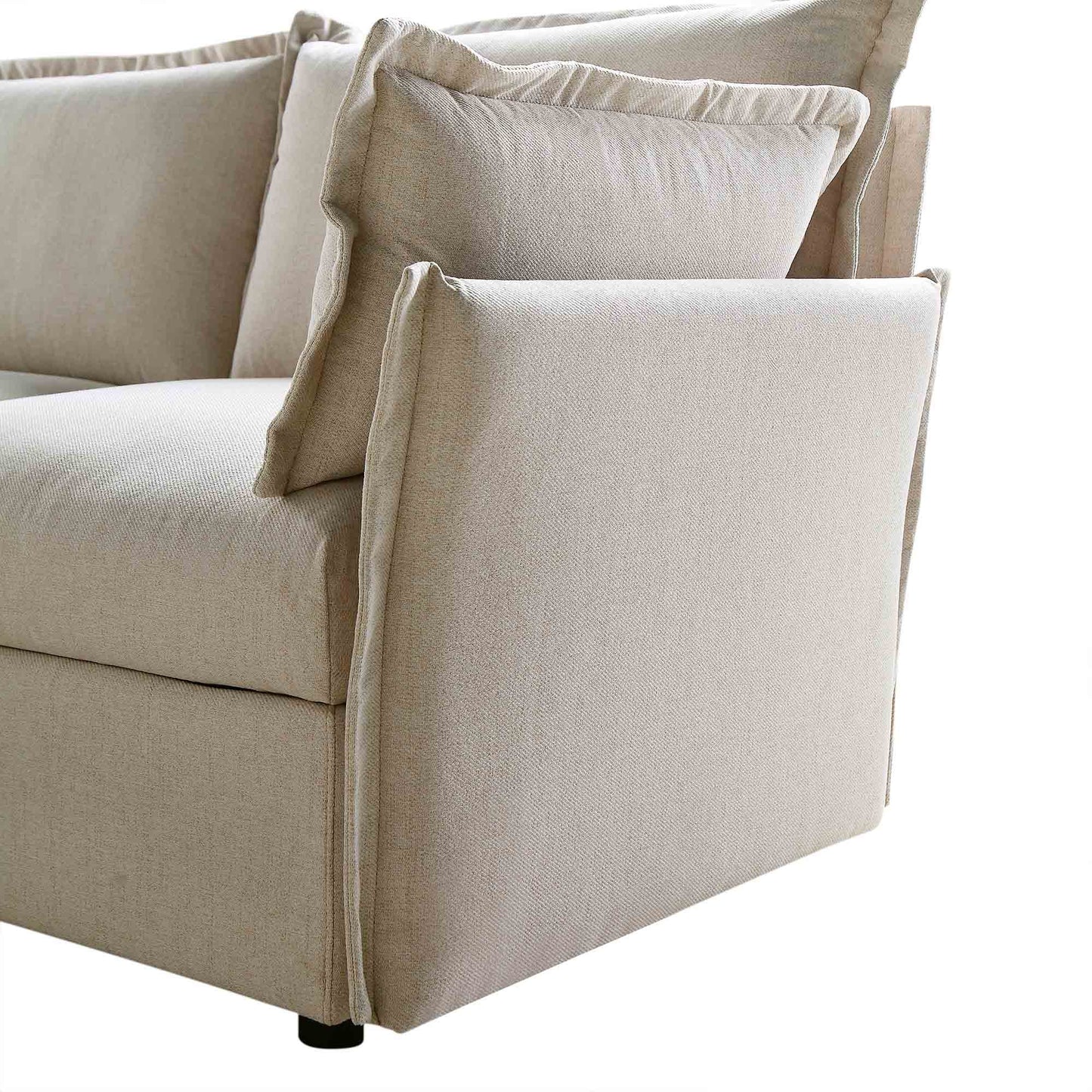 Canapé modulable Byron Pillow Edge en tissu beige, 3 places