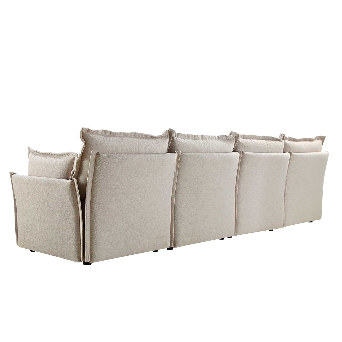 Canapé modulable Byron Pillow Edge en tissu beige, 4 places