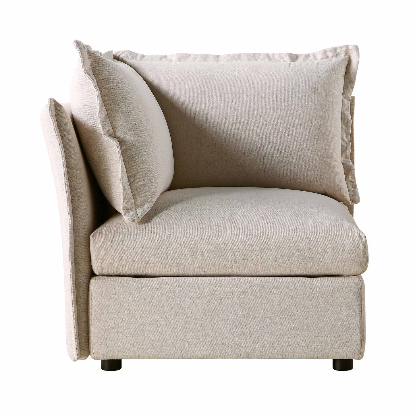 Canapé d'angle modulable 1 place en tissu beige Byron Pillow Edge