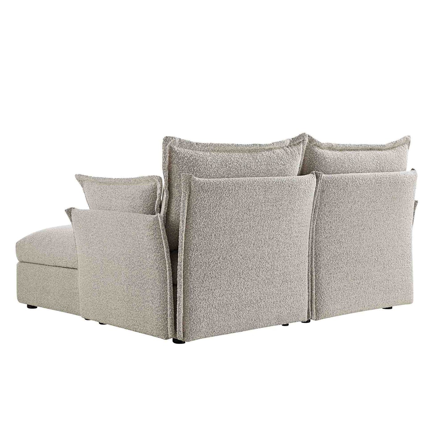Canapé modulaire Byron Pillow Edge Mist Grey Boucle, méridienne 2 places