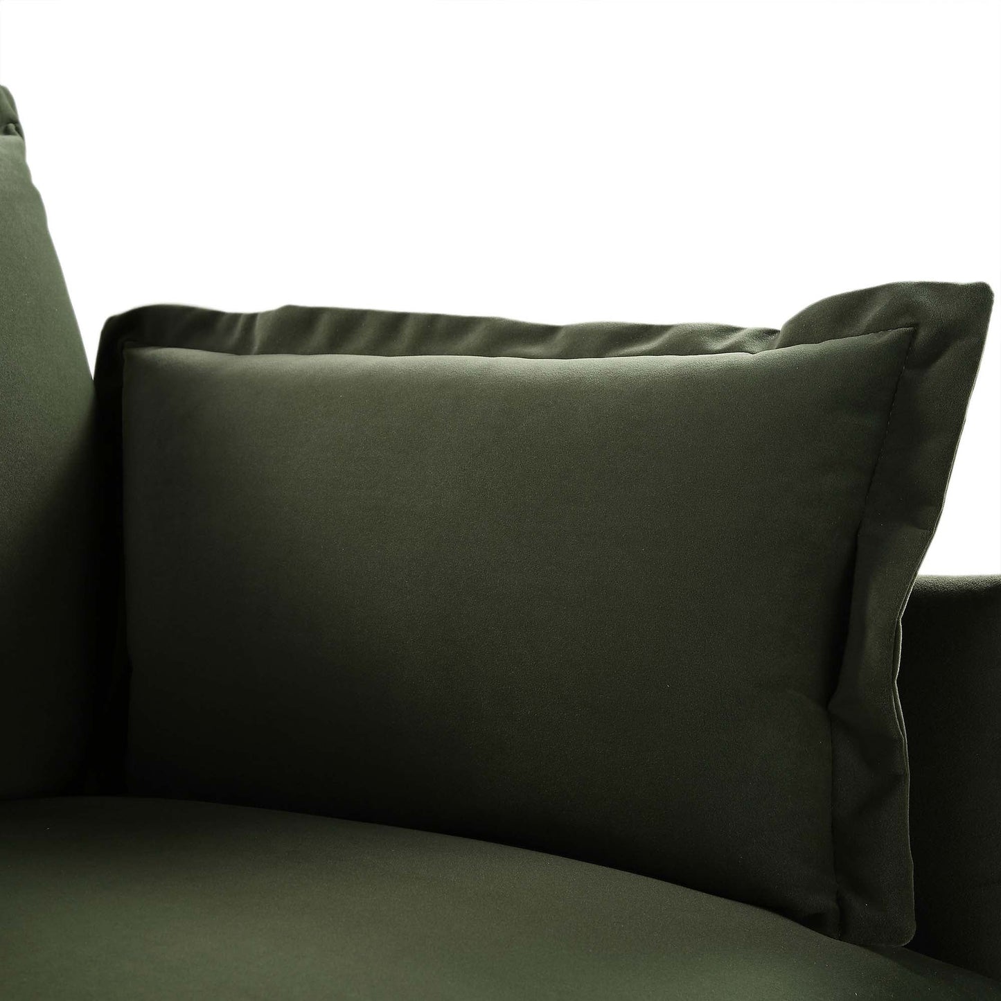 Canapé modulable Byron Pillow Edge en velours vert mousse, 1 place