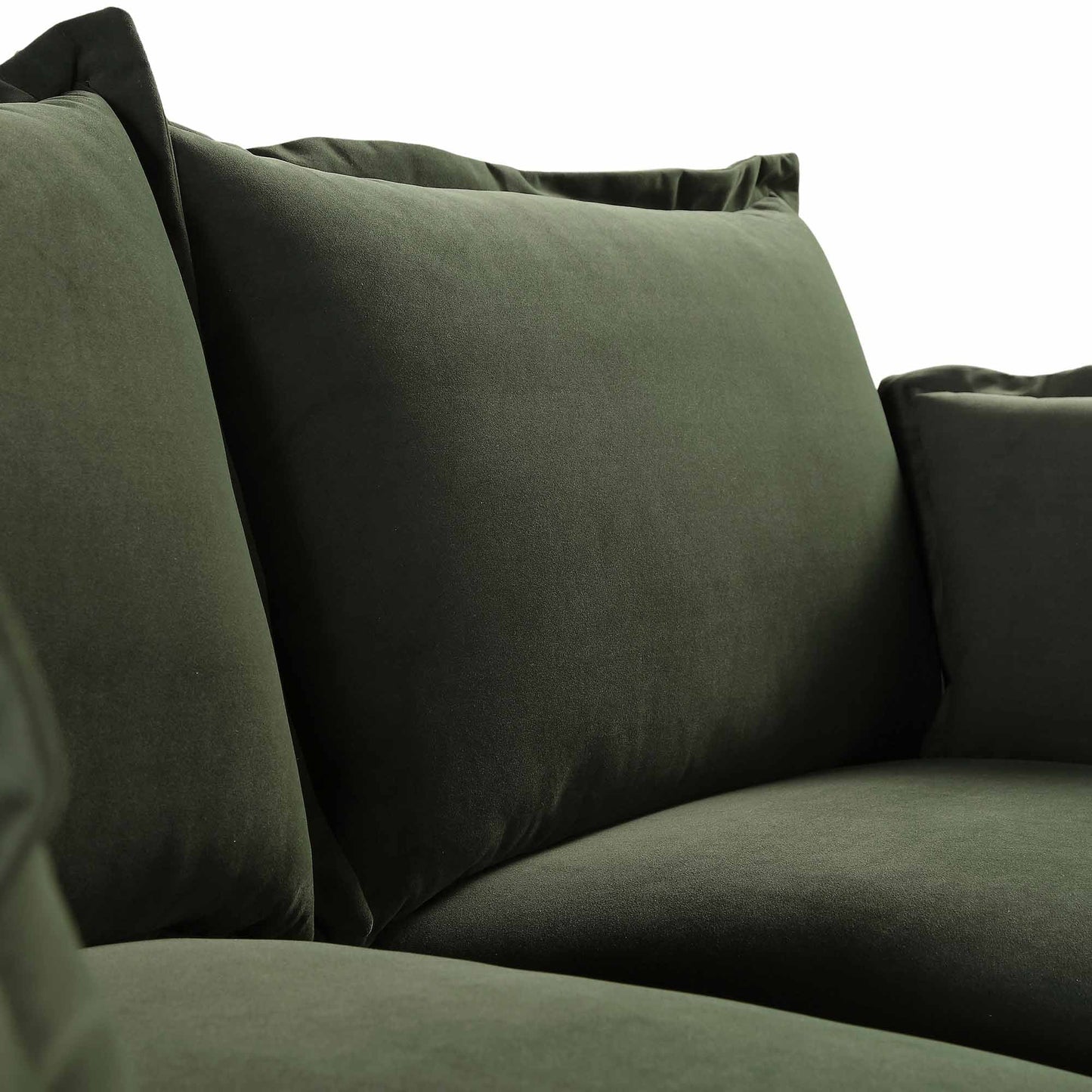 Canapé modulable Byron Pillow Edge en velours vert mousse, 2 places