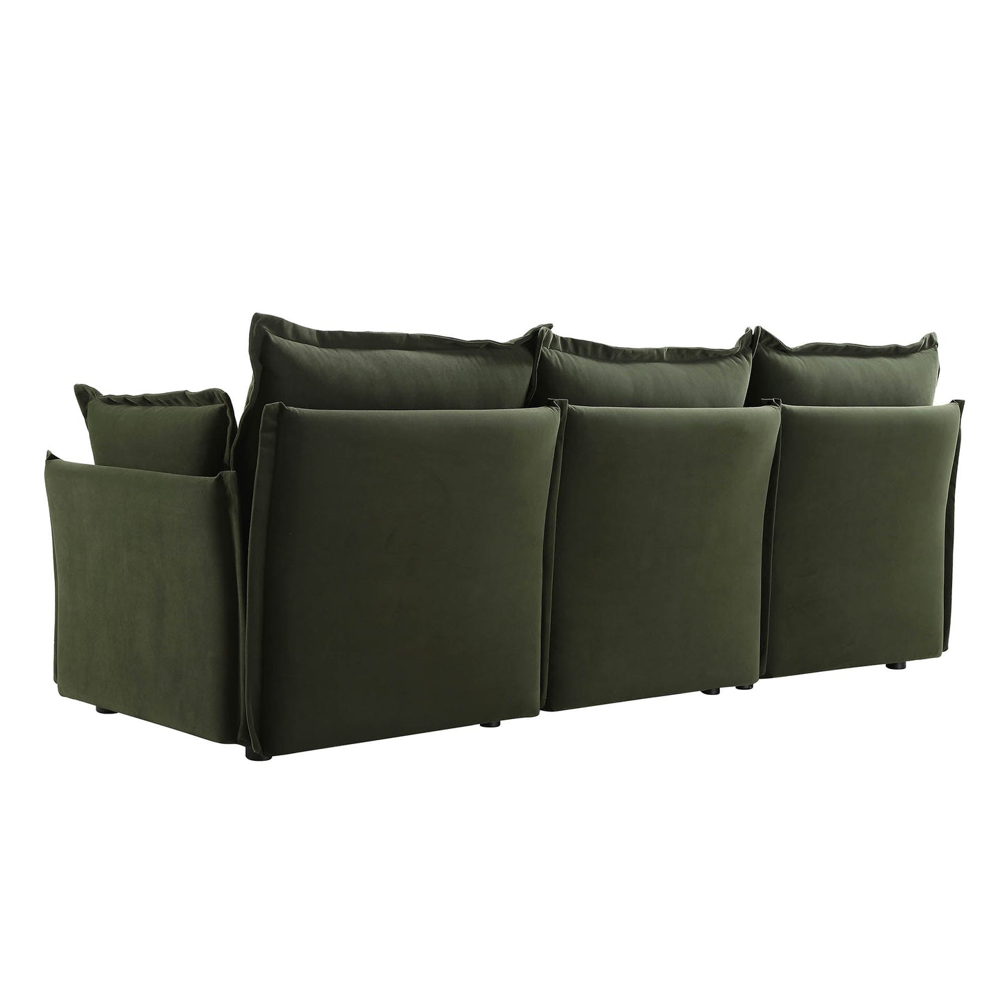 Canapé modulable Byron Pillow Edge en velours vert mousse, 3 places