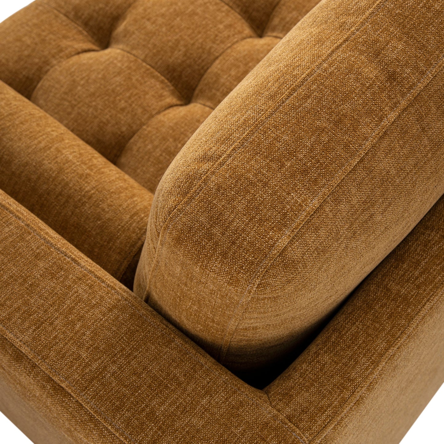 Canapé d'angle 5 places Henrietta, chenille miel épicé