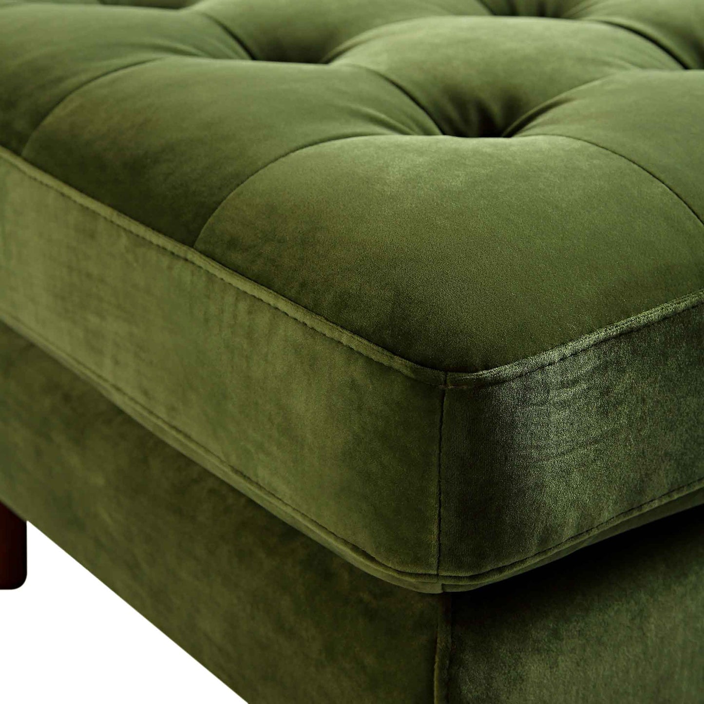 Pouf Henrietta, velours vert mousse