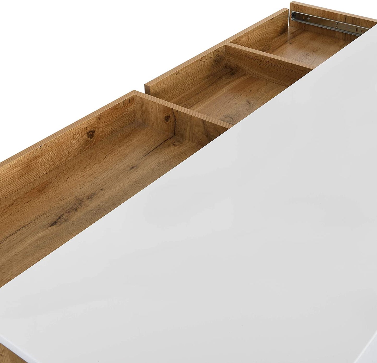 Bureau ou buffet 2 en 1 Yukon blanc brillant avec plateau extensible