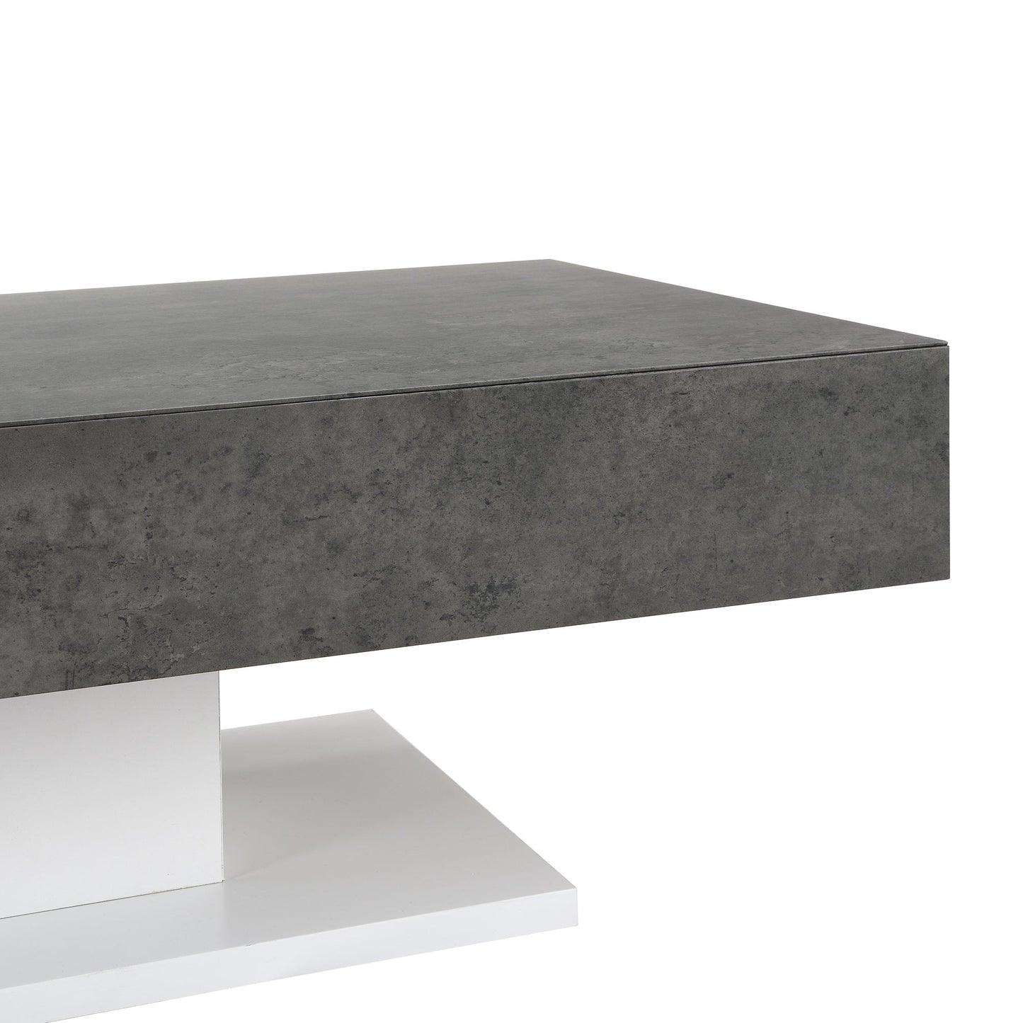 Table basse effet béton Goswell avec deux tiroirs