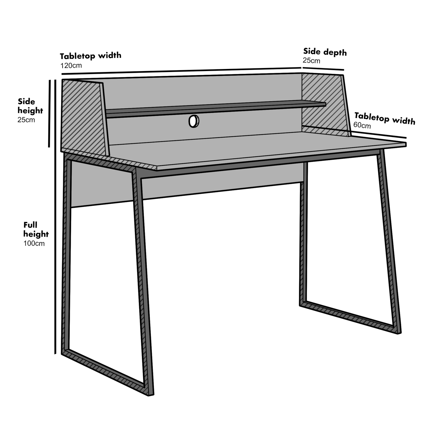 Bureau Moncton 120 cm avec étagère