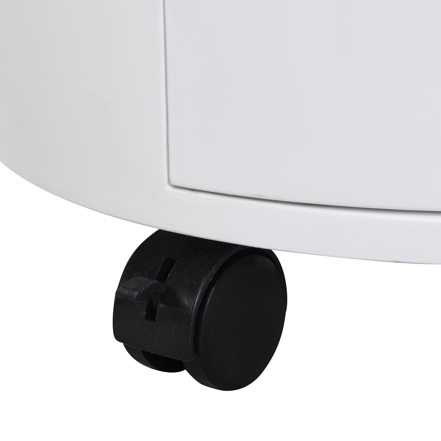 Table de chevet DOLIO Drum Chest, table d'appoint tonneau avec tiroirs blanc brillant 3 tiroirs