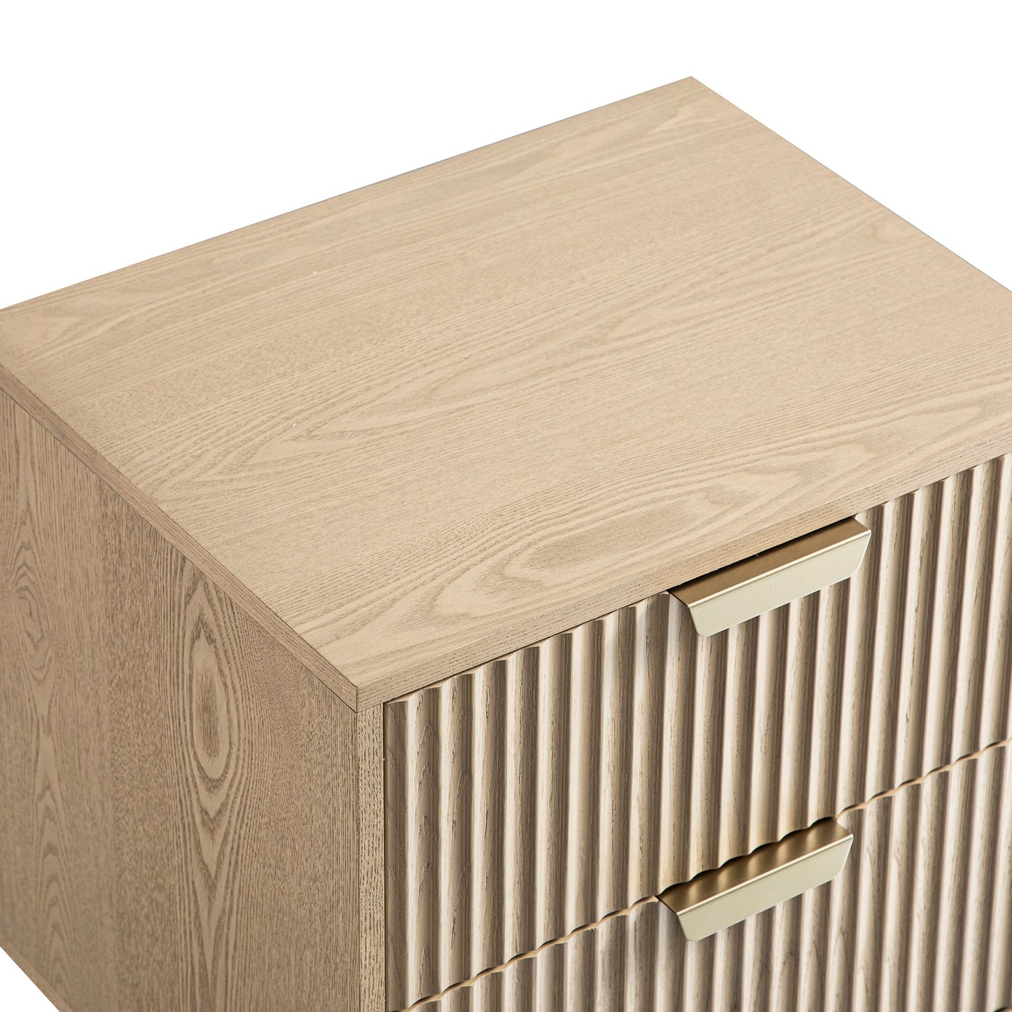 Table de chevet Richmond Ridged à 2 tiroirs, frêne clair