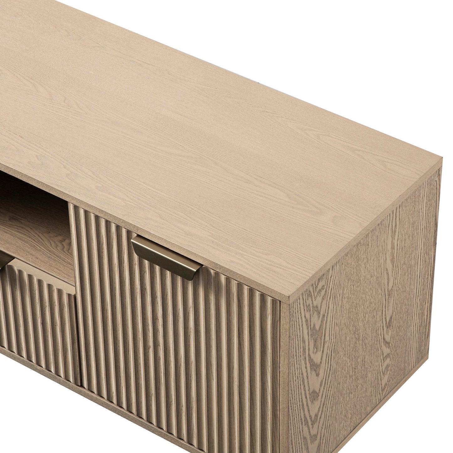 Meuble TV Richmond Ridged 120 cm de large, frêne clair