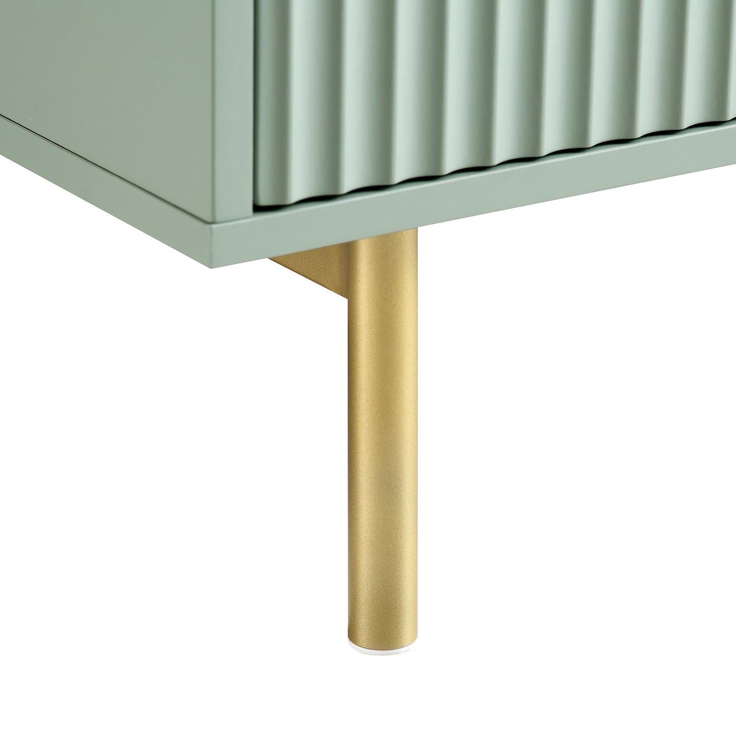 Commode striée Richmond à 5 tiroirs, vert sauge mat