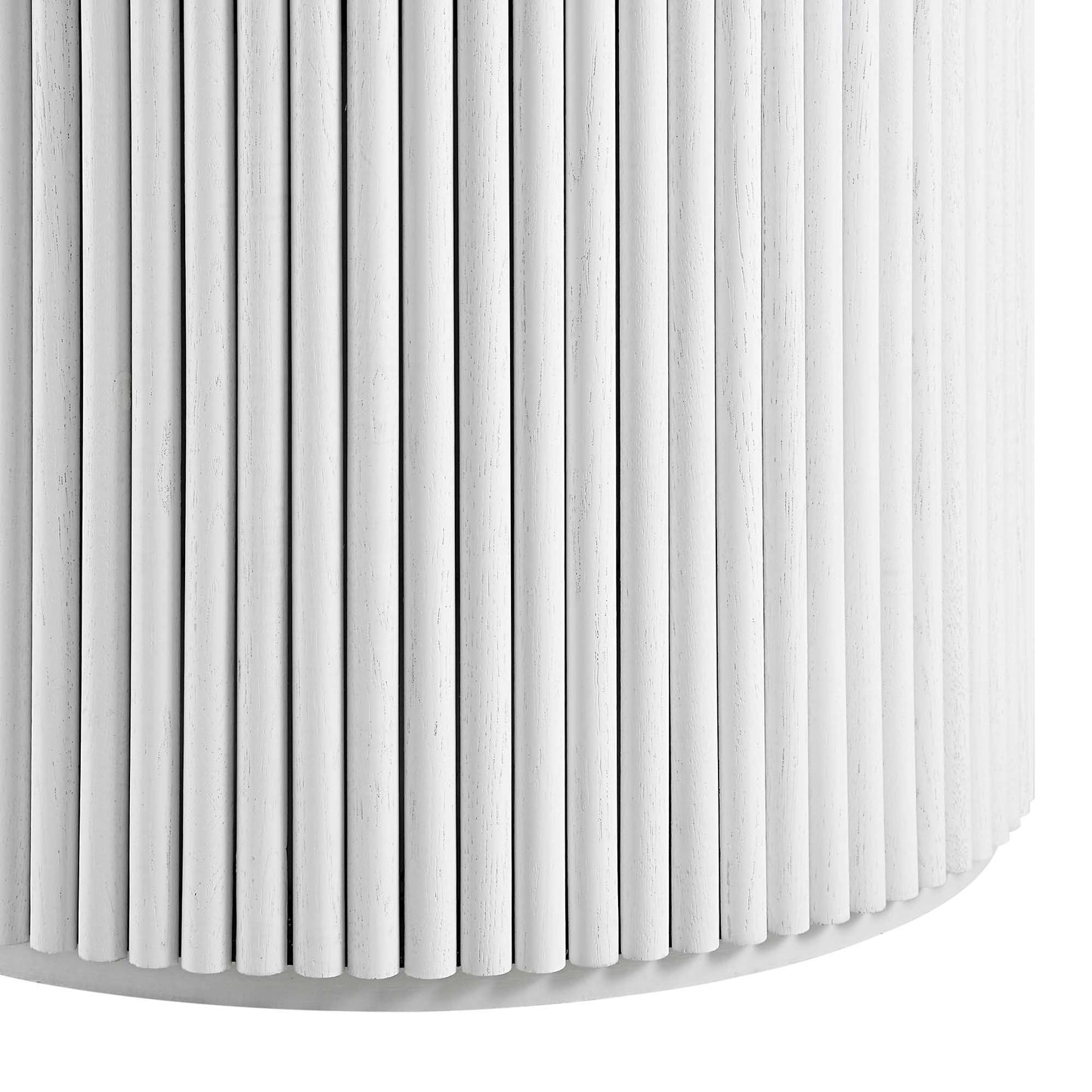 Table à manger ronde Maru en chêne, finition blanc délavé