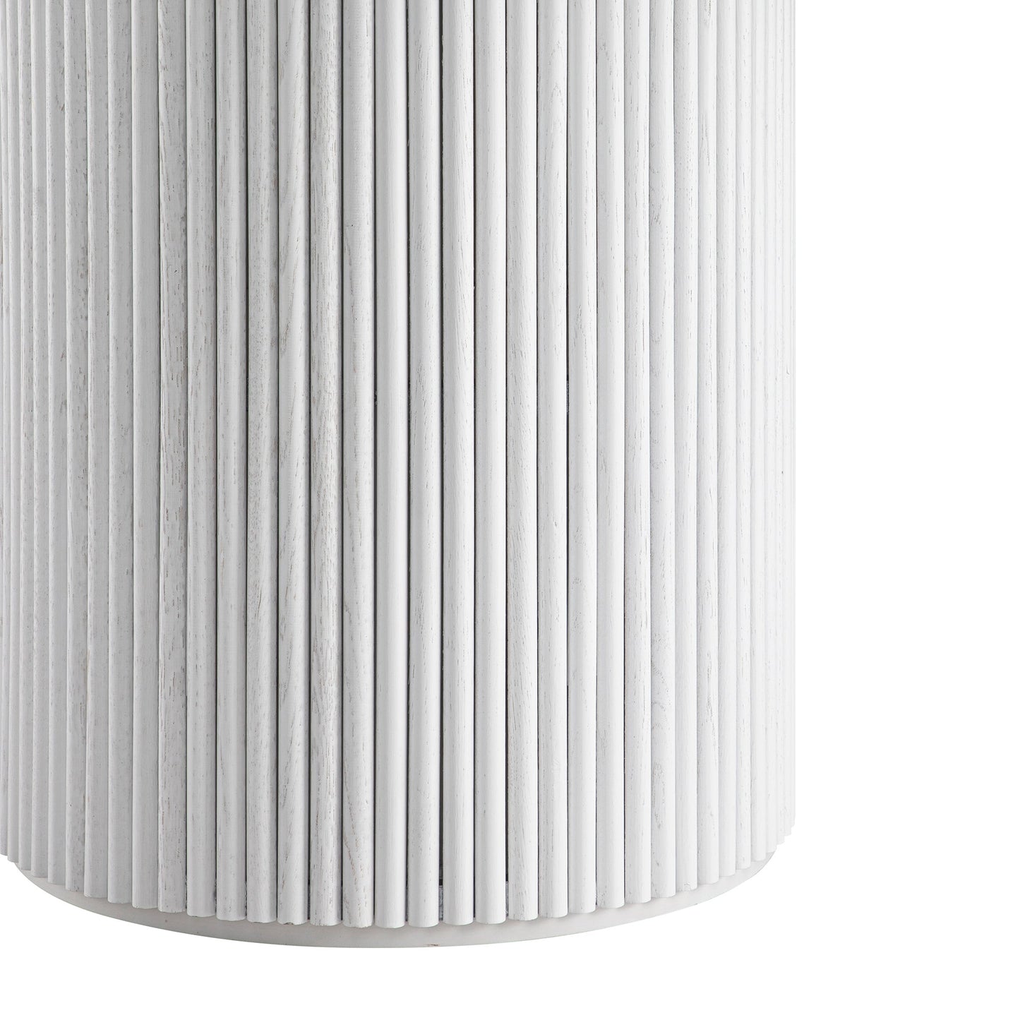 Table à manger ronde extensible Maru 4 à 6 places avec piédestal en chêne, blanc délavé