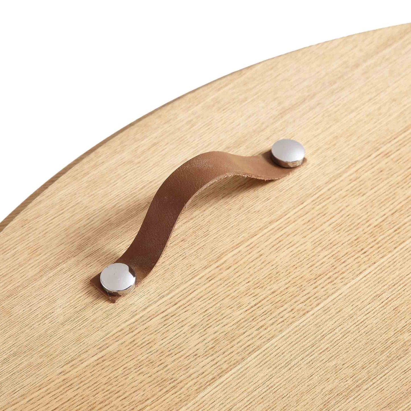 Table basse ronde en chêne Maru avec rangement, chêne