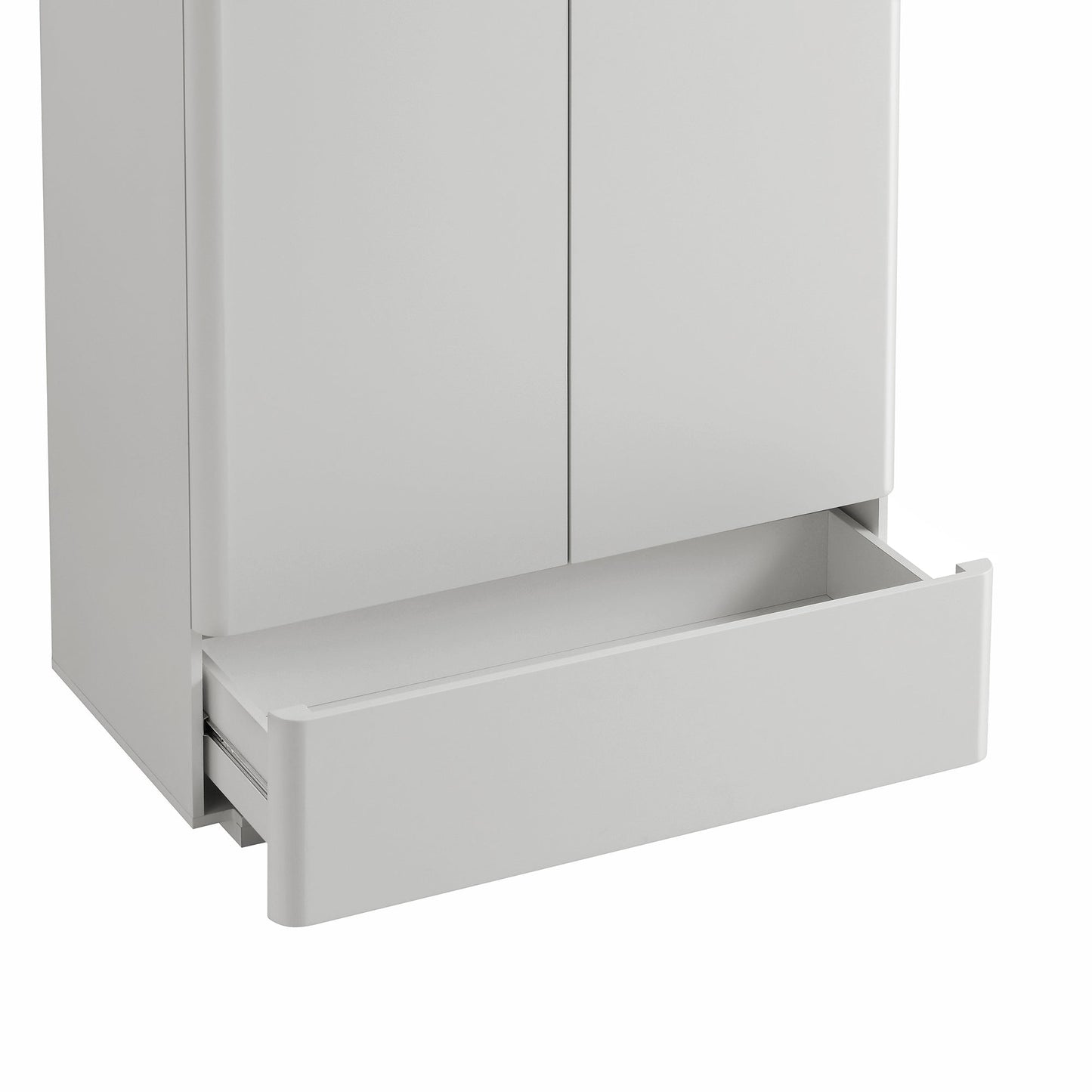 Armoire double à bords incurvés Agnes, gris tourterelle avec plateau en chêne