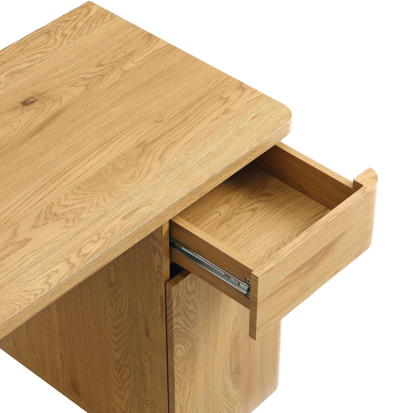 Bureau Agnes à bords incurvés avec rangement, naturel