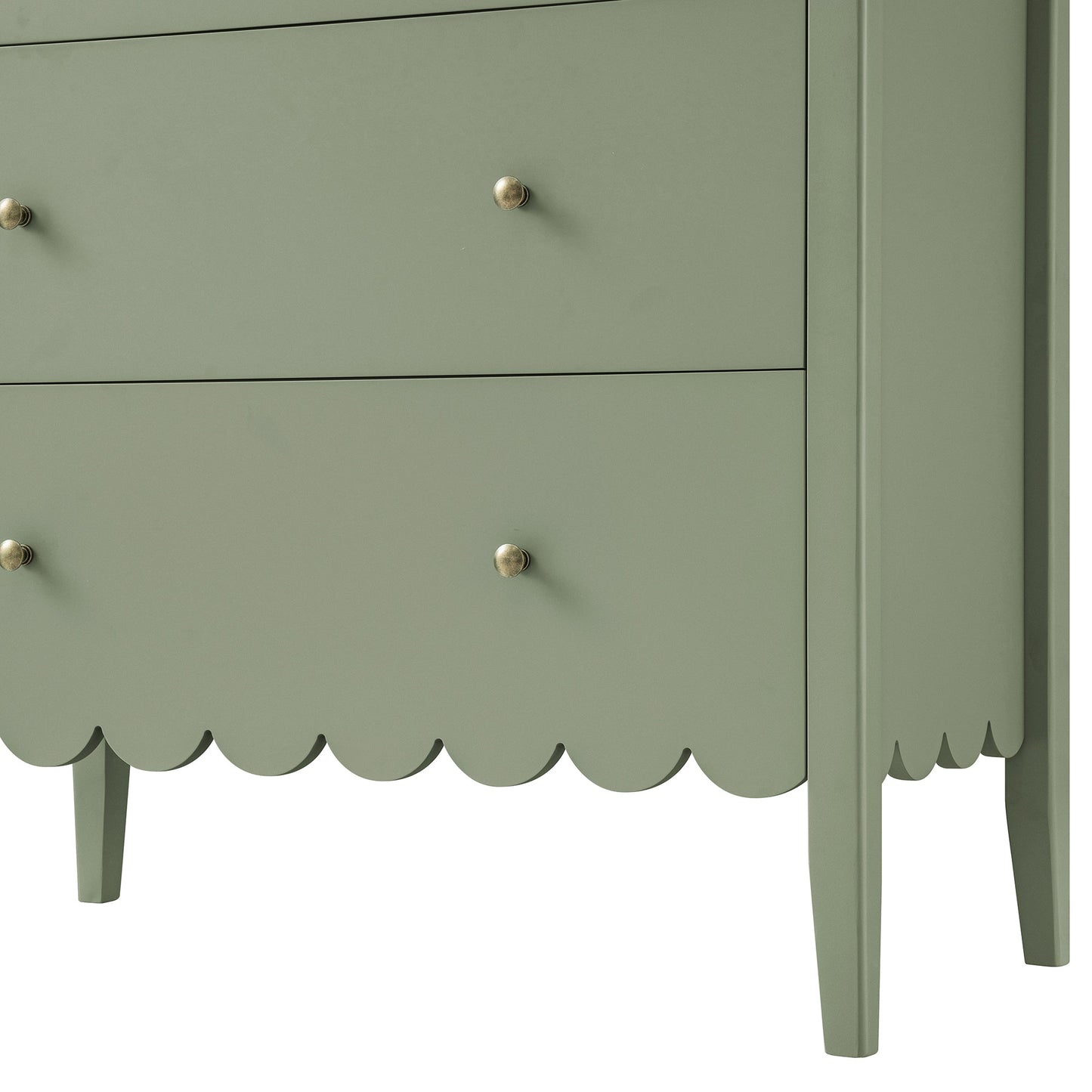 Commode 3 tiroirs Henley à bords festonnés, vert sauge