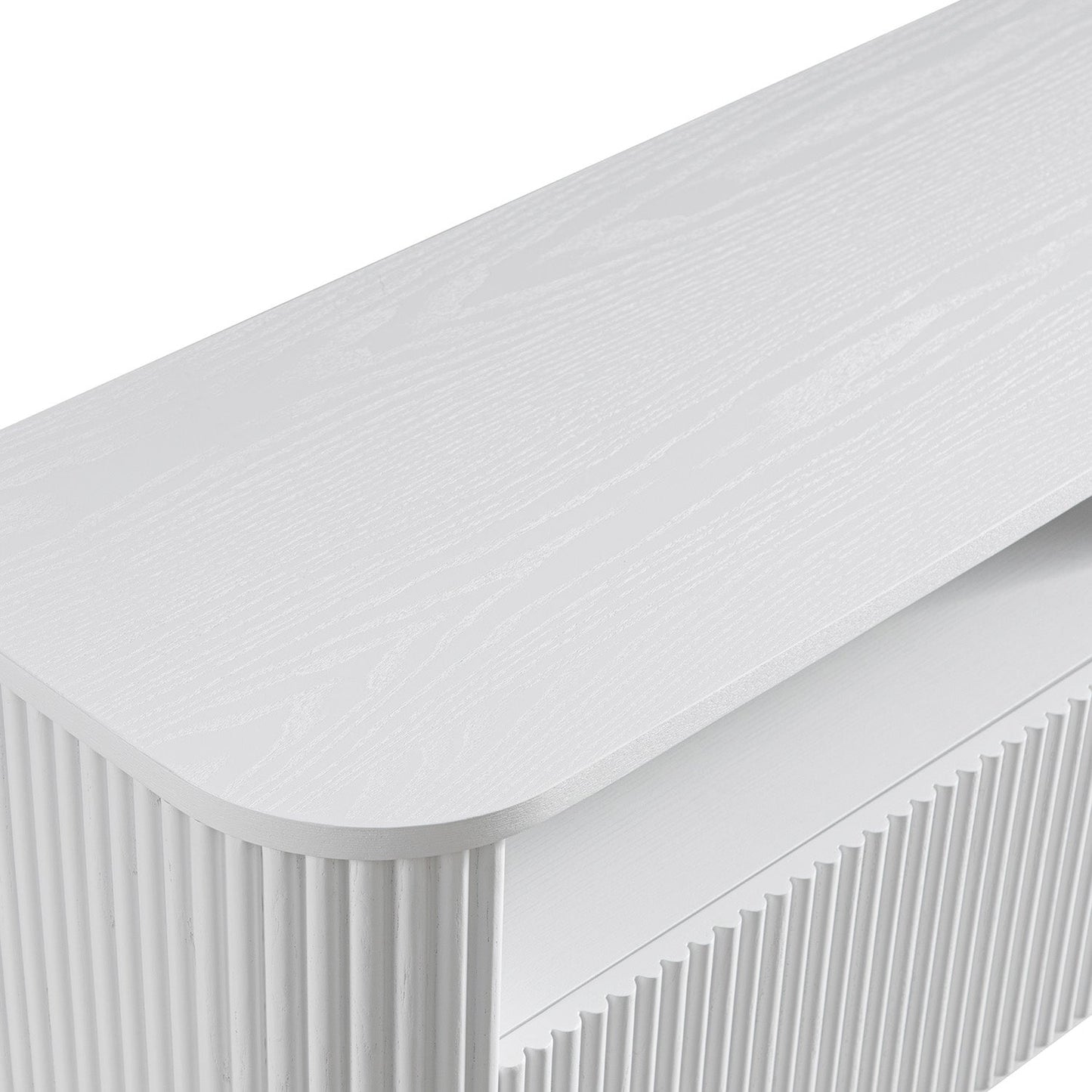 Meuble TV Maru 162 cm avec tiroirs, blanc délavé