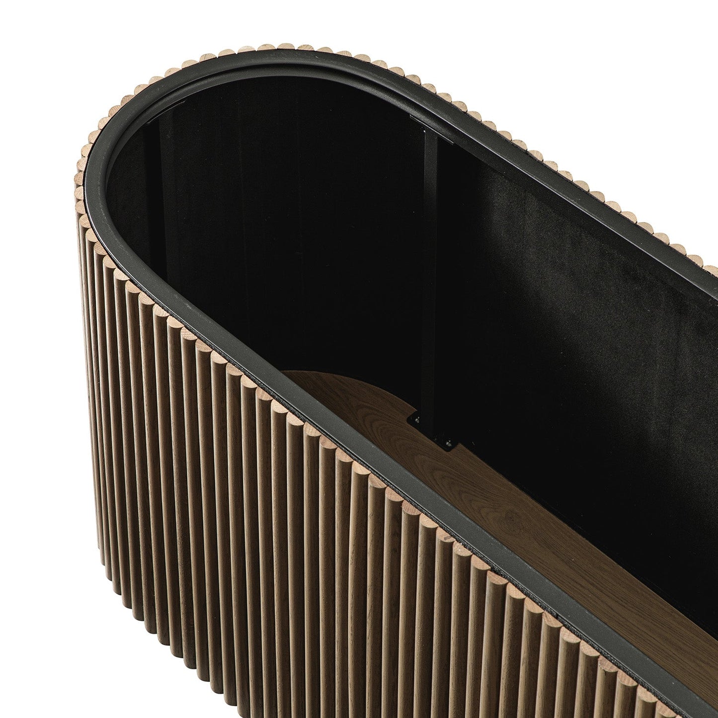 Banc ottoman de rangement Maru, chêne argenté