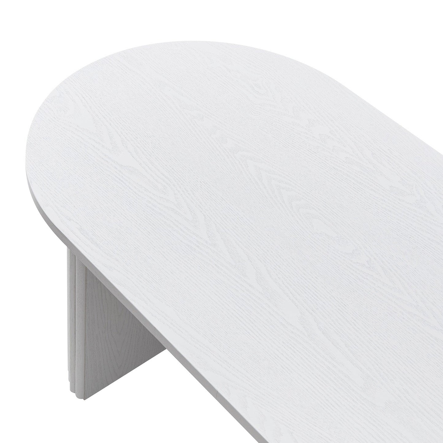 Table basse ovale Maru, blanc délavé