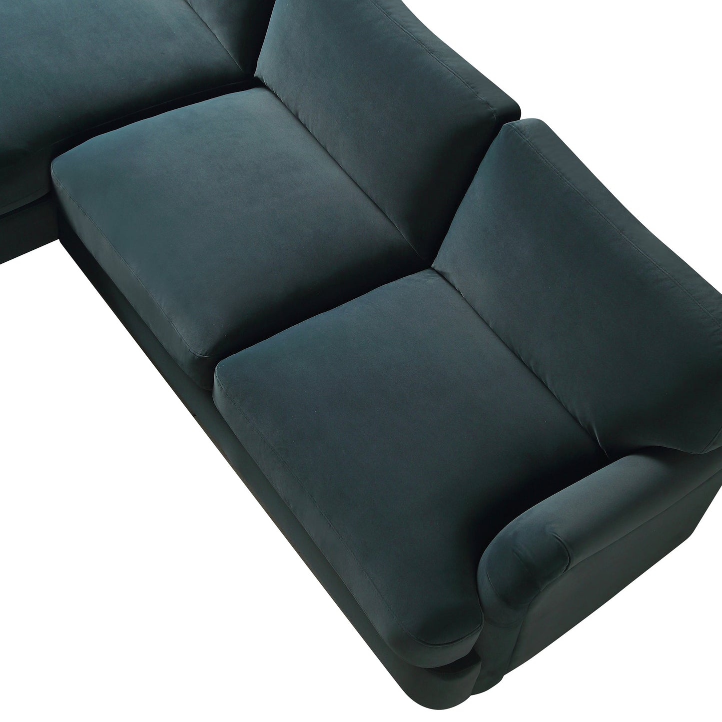 Canapé Daphnis en velours bleu égéen, grande chaise longue orientée à gauche