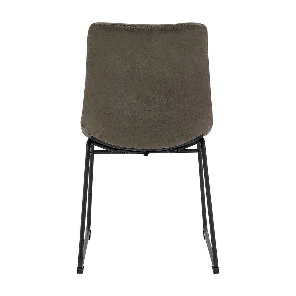 Ensemble de 2 chaises de salle à manger cannelées Sutton en cuir vegan avec structure en métal (gris acier)