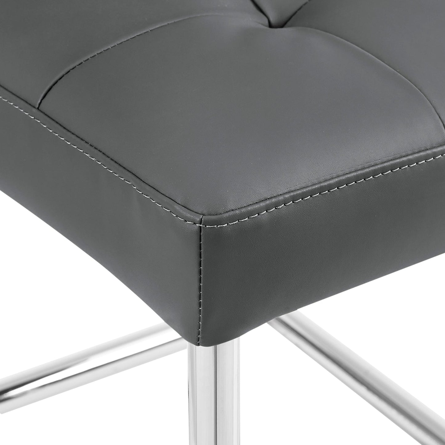 Lot de 2 chaises de salle à manger Keyston en similicuir gris foncé avec pieds chromés