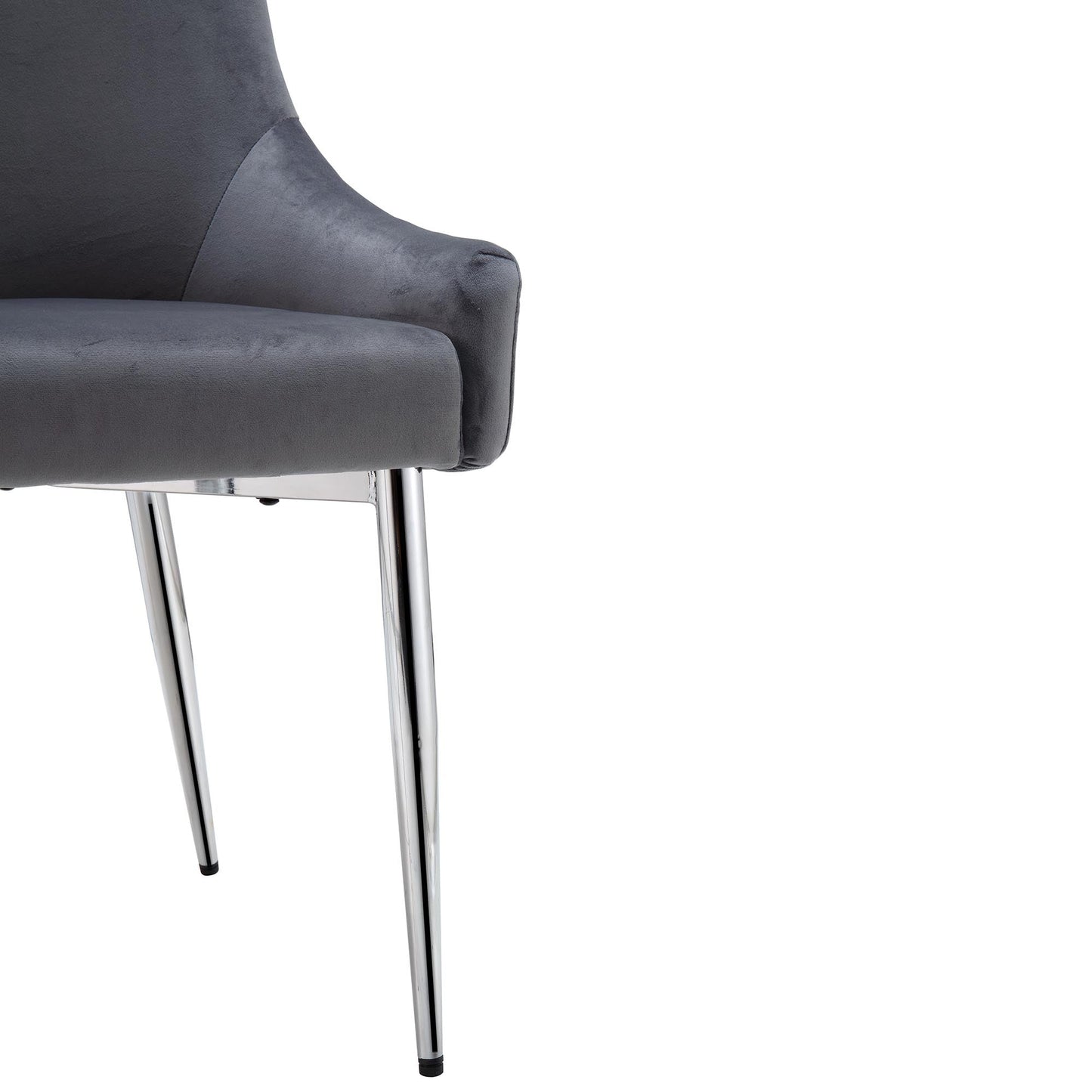 Lot de 2 chaises de salle à manger rembourrées en velours gris foncé Garnet avec poignée arrière