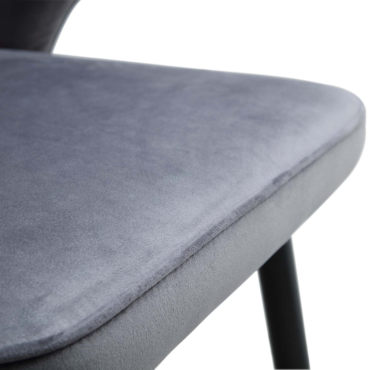 Ensemble de 2 chaises de salle à manger Carver rembourrées en velours gris Langham