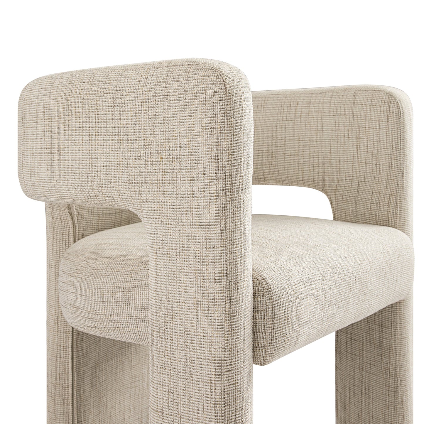 Chaise de salle à manger en tissu texturé tissé Greenwich avoine et beige