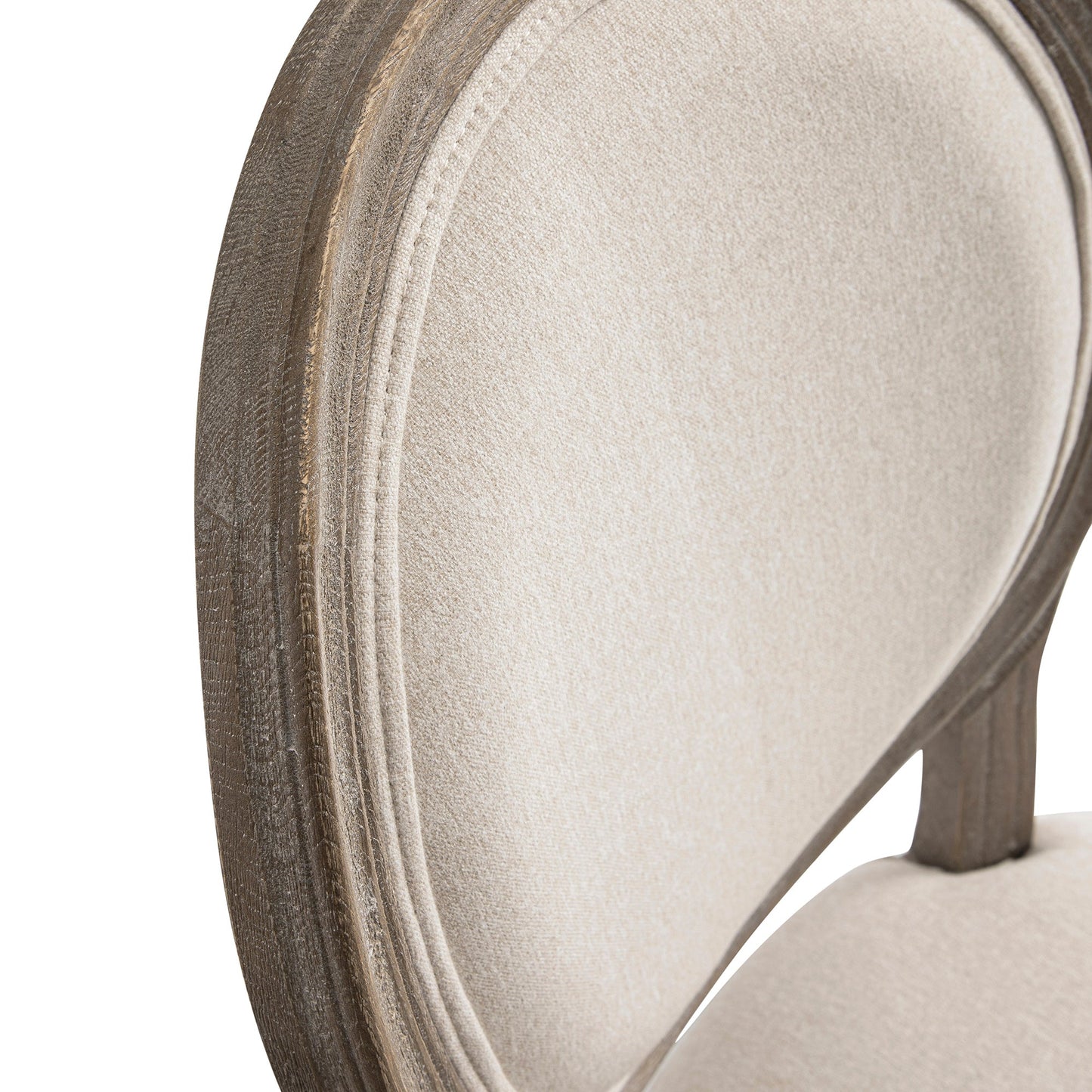 Ensemble de 2 chaises de salle à manger classiques en chêne patiné Lainston, tissu brossé avoine