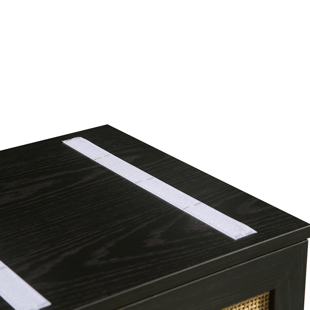 Ensemble de tabourets de rangement triples en rotin tressé Frances avec coussin, noir