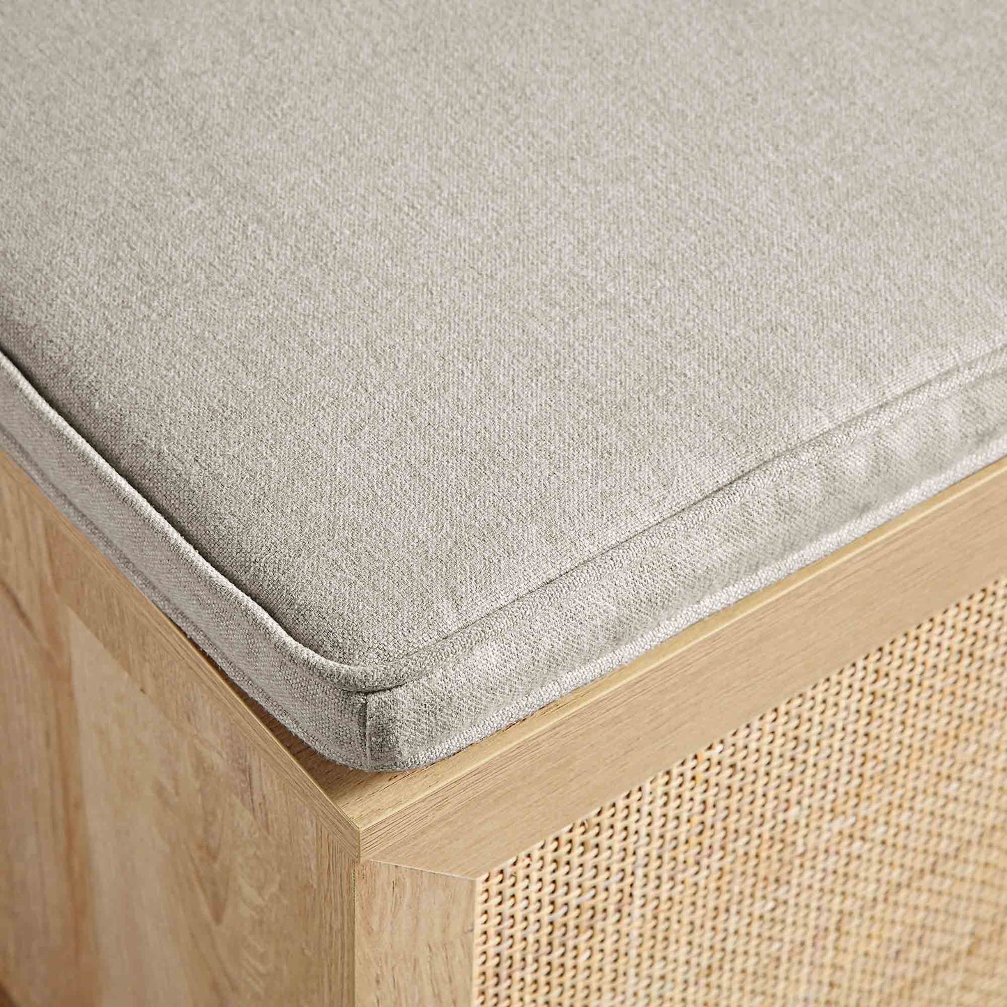 Ensemble de tabourets de rangement triples en rotin tressé Frances avec coussin, naturel