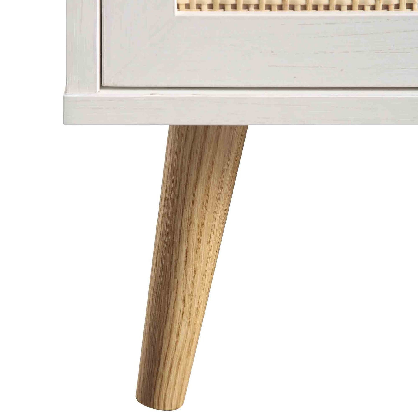 Meuble de cuisine en rotin tressé Frances, blanc