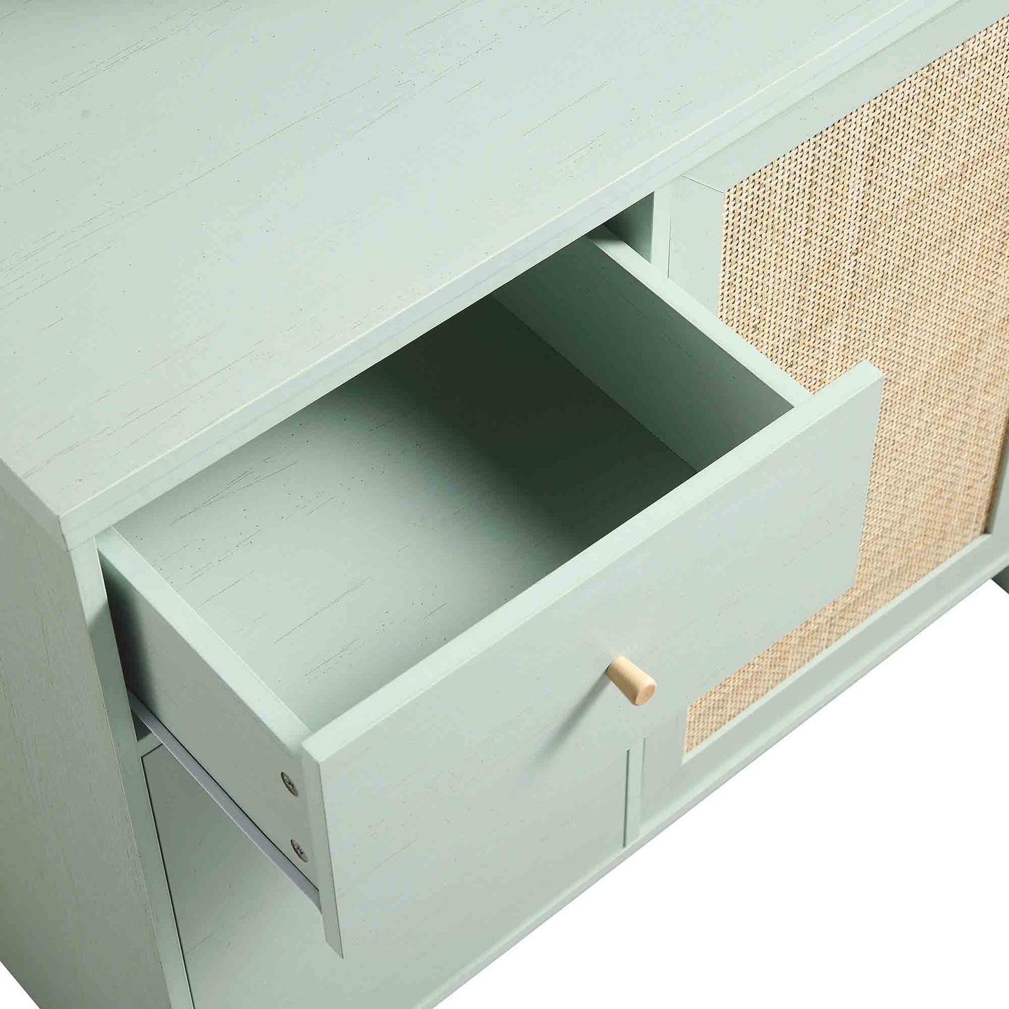 Commode en rotin tressé Frances, menthe