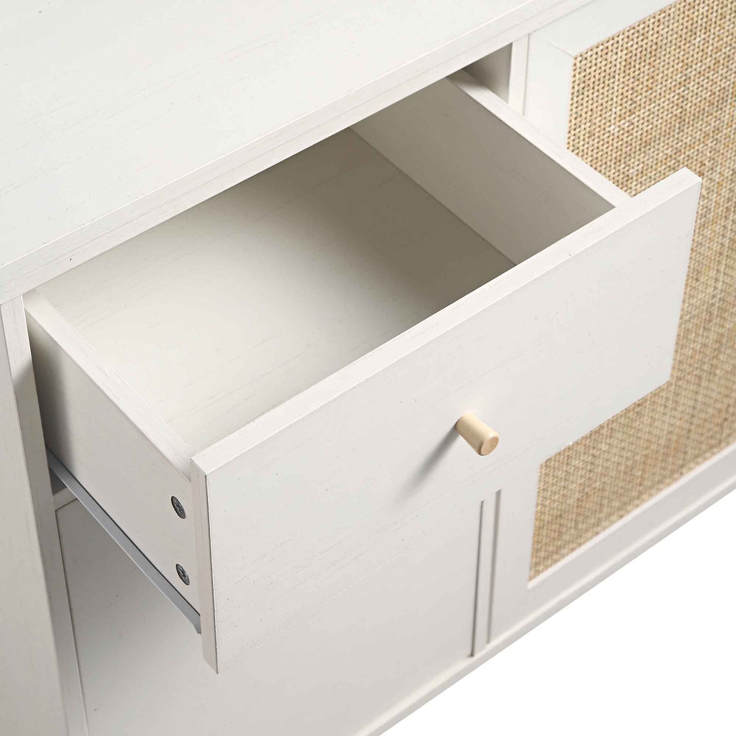 Commode en rotin tressé Frances, blanche