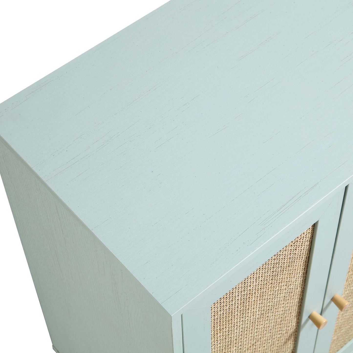 Meuble à boissons en rotin tressé Frances, menthe