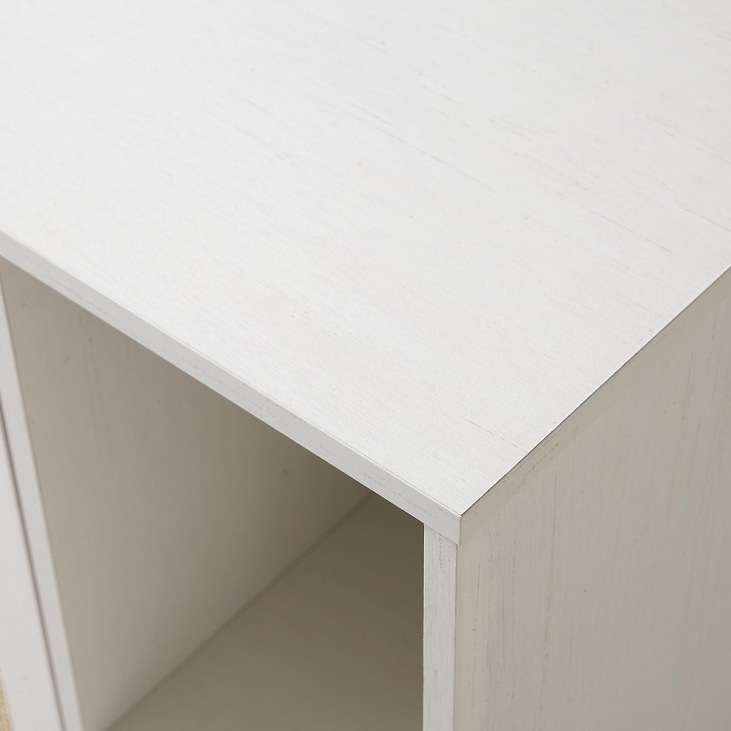 Meuble à boissons en rotin tressé Frances, blanc