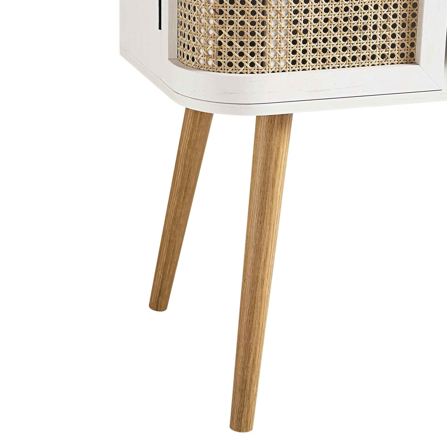 Buffet 2 portes en rotin courbé Izzy, blanc