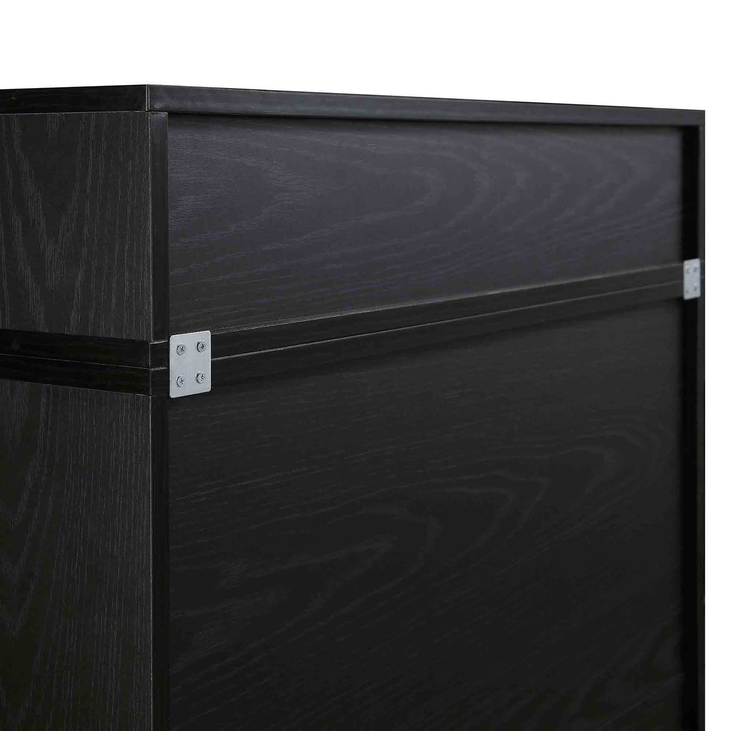 Commode haute en rotin tressé Frances avec miroir, noir