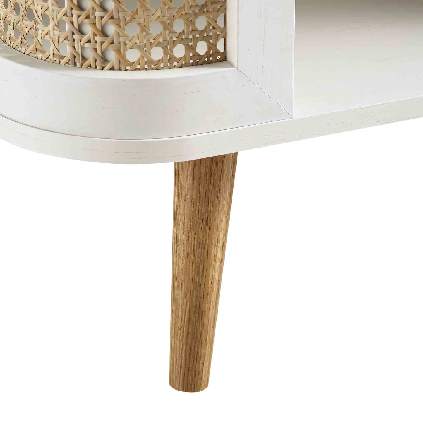 Table basse courbée en rotin Izzy, blanche