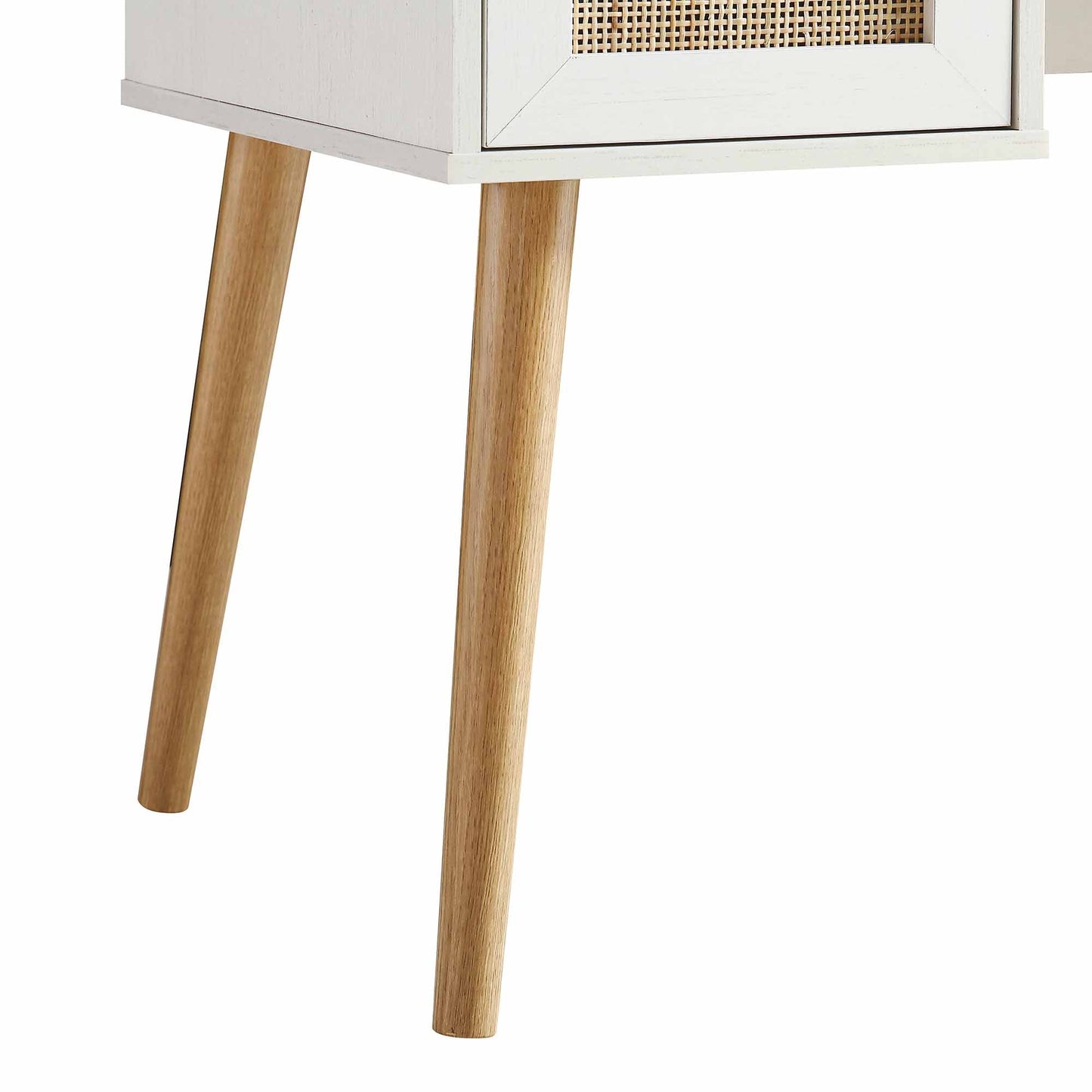 Bureau 2 portes en rotin tressé Frances, blanc