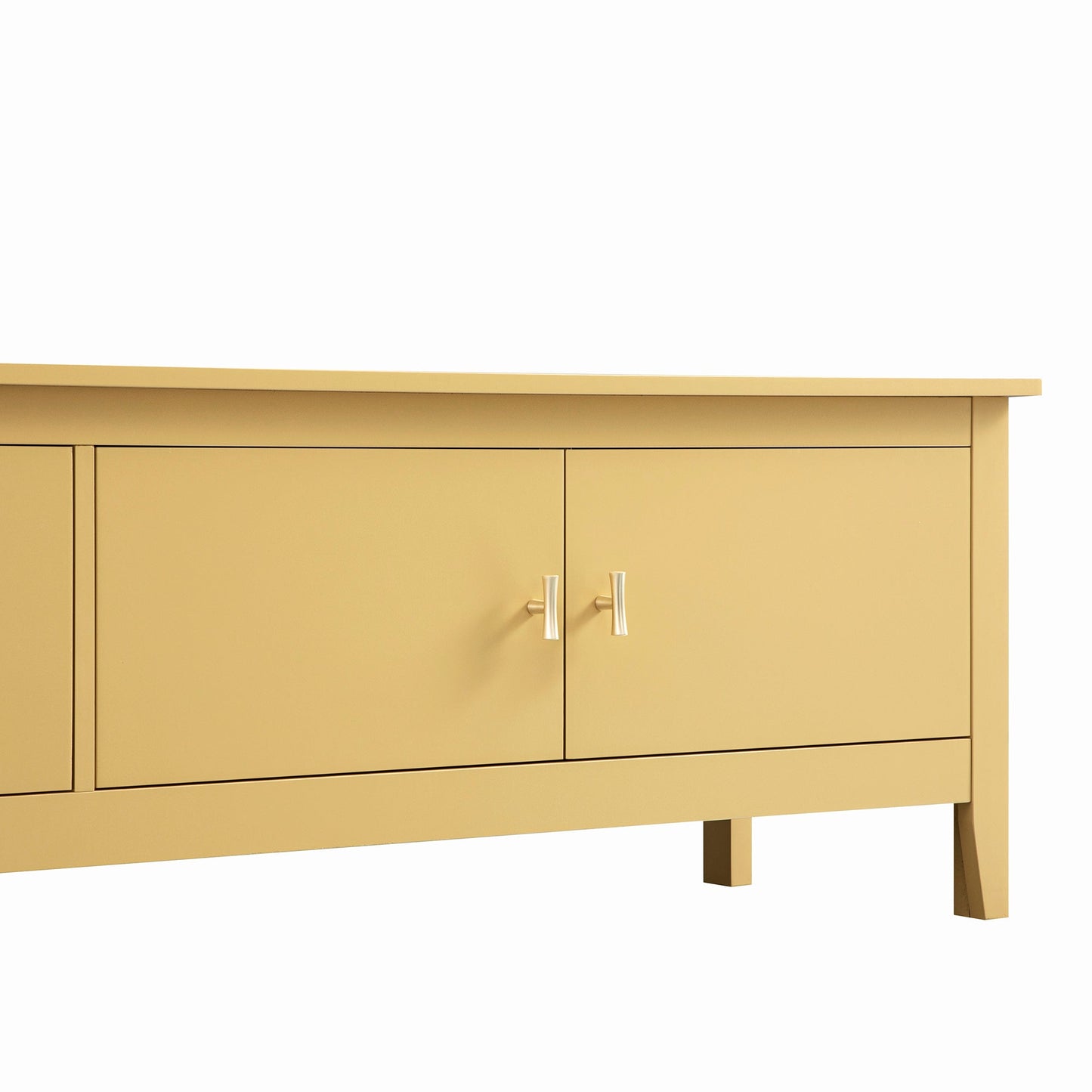 Meuble TV Oakham 180 cm de large, rotin jaune