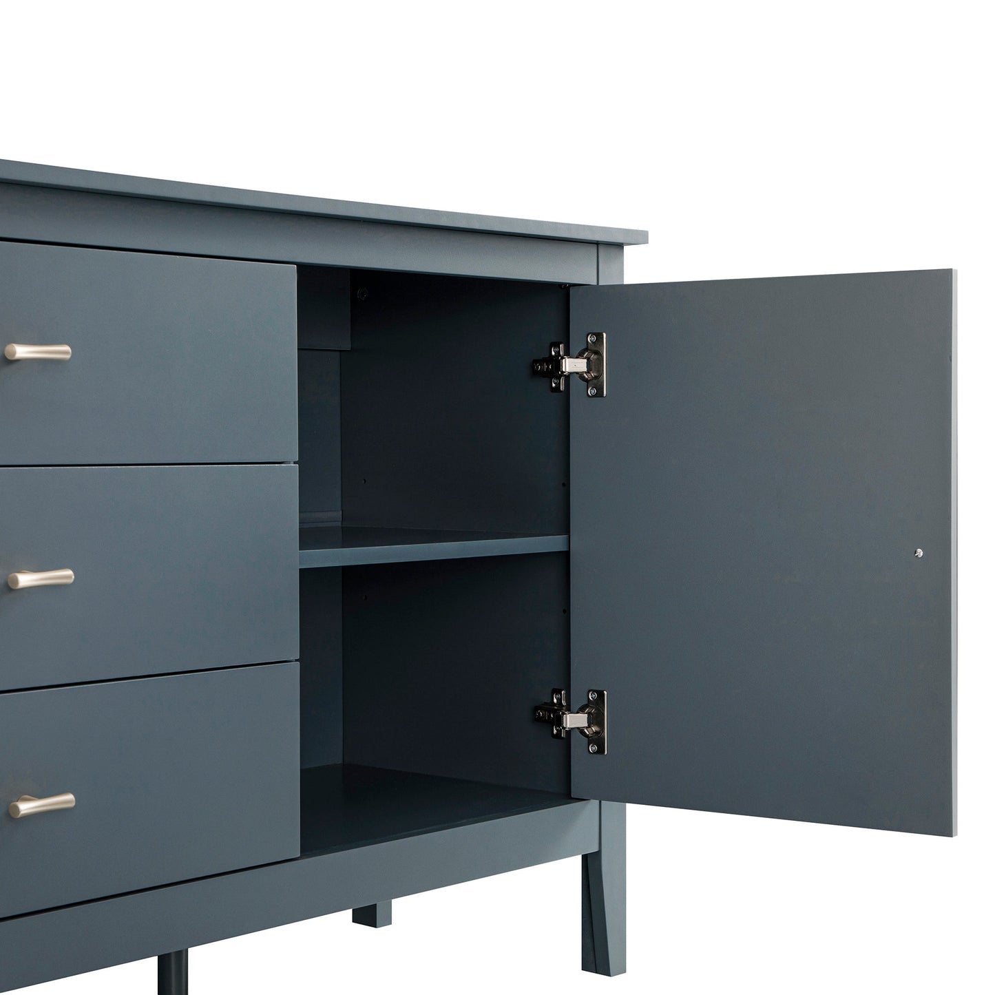 Buffet large Oakham avec tiroirs, bleu orage